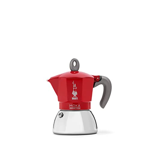 Bialetti - Moka Induction, Moka-Kanne, Geeignet für Alle Herdarten, 4 Tassen Espresso (150ml), Rot von Bialetti