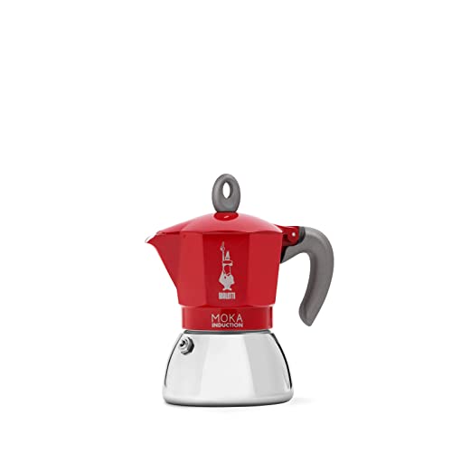 Bialetti - Moka Induction, Kanne, Geeignet für Alle Herdarten, 6 Tassen Espresso (280ml), Rot von Bialetti