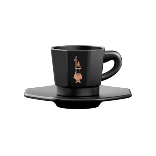 Bialetti achteckige Tassen Cups, Porcelain, Matt Black and Rose Gold, 4 von Bialetti