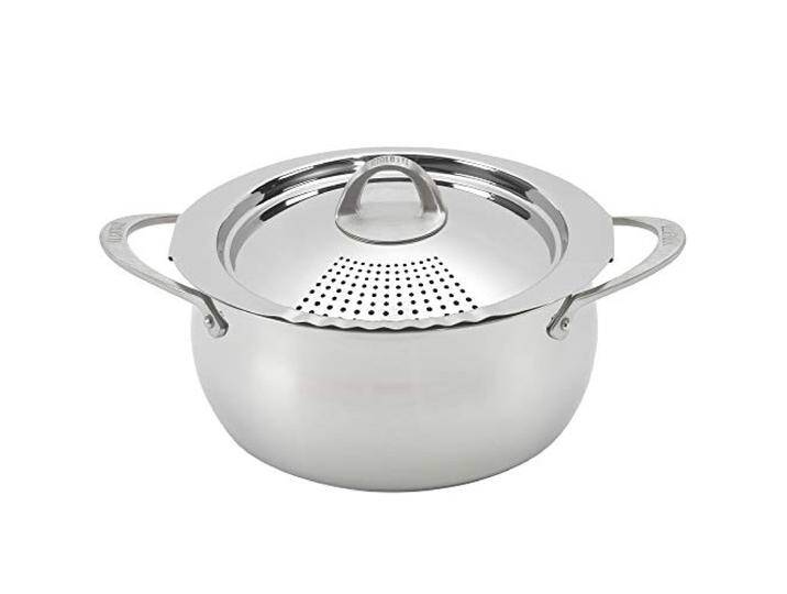 Bialetti Oval 6 Quart Multi-Pot Topf mit Siebdeckel, Edelstahl Aluminium von Bialetti