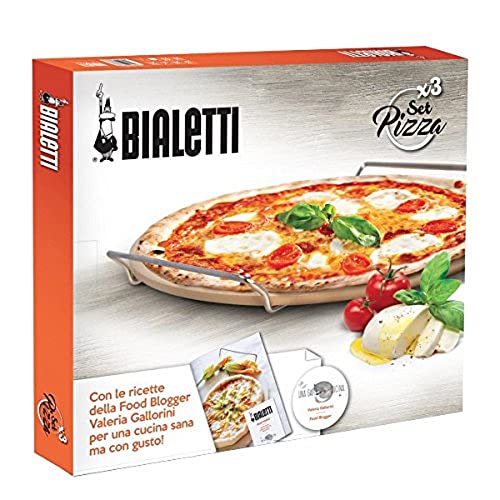 Bialetti Pizzastein, Pizzaschaufel und-Schneider, 18/10 Stahl, Silber, 50 x 40 x 5 cm von Bialetti