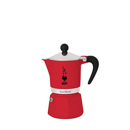 Bialetti 4962 Rainbow Caffettiera Colorata, Alluminio, Rossa, 3 Tassen, Rot von Bialetti