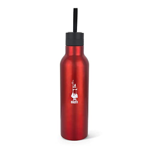 Bialetti To Go Thermoflasche, doppelwandig, hält 12 h heiß und 24 h kalt, Stahl, 750 ml Fassungsvermögen, glänzend rot von Bialetti