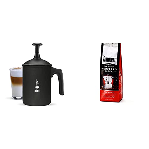 Bialetti Tutto Crema, Perfect Cream,160 ml & Perfetto Moka Classico: Gemahlener Kaffee mit mittlerer Röstung, Aroma von Haselnüssen und Getrockneten Früchten, 250g, Beutel mit Aromaventil von Bialetti