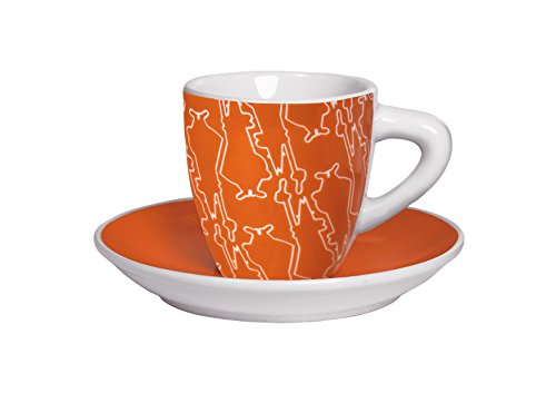 Bialetti rtatz261 Colored Set mit 2 Tassen + Untertassen Porzellan verziert orange 13 x 13 x 10 cm von Bialetti