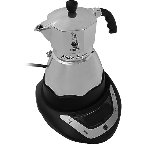 Bialetti Moka Timer, Elektrische Kaffeemaschine mit eingebautem Timer, 3 Tassen, 365 W, Schwarz von Bialetti