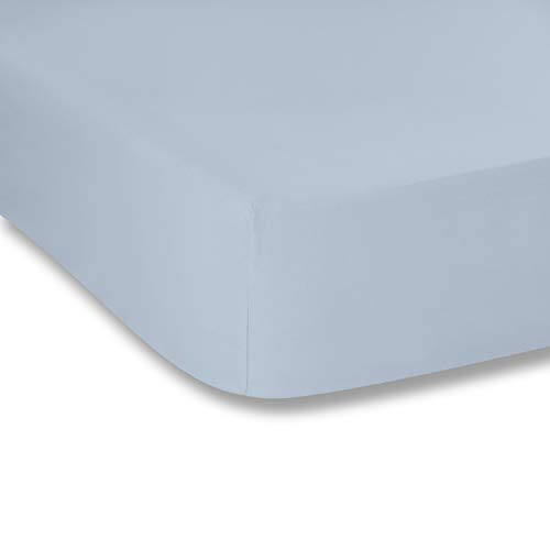 Plain Dyed Cotton Perkal Blue 200TC Fitted Sheet 120 x 200 cm von Bianca Cotton Soft