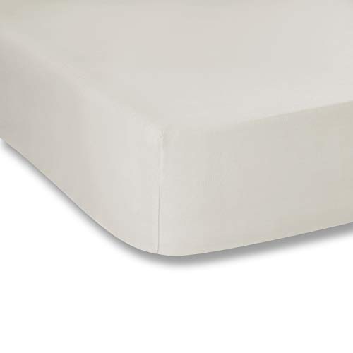 Bianca Plain Dyed Cotton Perkal Cream 200TC Fitted Sheet 120 x 200 cm von Bianca Cotton Soft