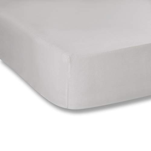 Plain Dyed Cotton Perkal Grey 200TC Fitted Sheet 120 x 200 cm von Bianca Cotton Soft