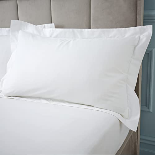 Bianca Fine Linens 180 Fadenzahl ägyptische Baumwolle, Oxford, 50 x 75 cm, mit Bordüre, Kissenbezug mit Hotelverschluss, Weiß von Bianca