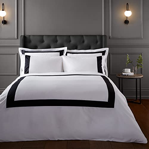 Bianca Fine Linens Bedding Bettwäsche-Set mit Kissenbezügen, Baumwolle, Super-Kingsize-Bett, Weiß/Schwarz von Bianca