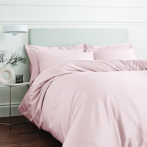 Bianca Fine Linens Bettwäsche-Set mit Kissenbezügen, Fadenzahl 400, Baumwollsatin, für Einzelbett, Rosa von Bianca