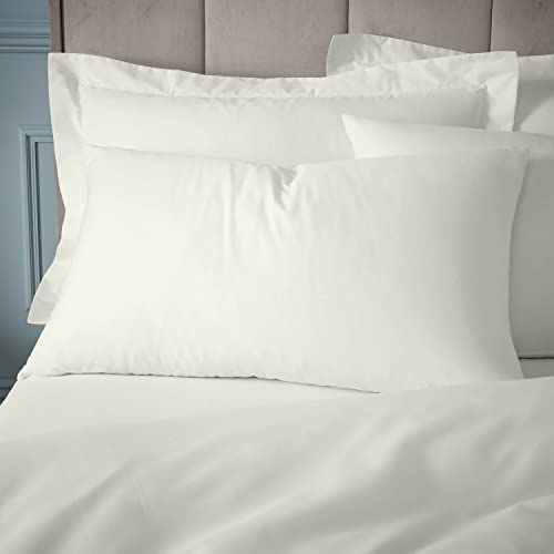 Bianca Fine Linens Fadenzahl 180, ägyptische Baumwolle, Standard, 50 x 75 cm, 2 Stück Kissenbezüge mit Hotelverschluss, cremefarben von Bianca