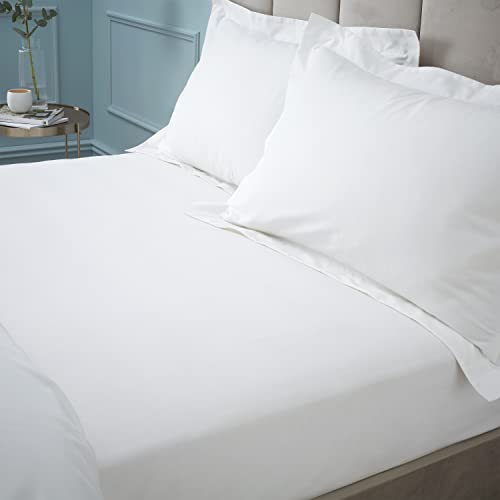Bianca Fine Linens Spannbetttuch für Schlafzimmer, Fadenzahl 180, ägyptische Baumwolle, 34 cm tief, Weiß von Bianca