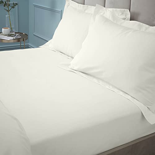 Bianca Fine Linens Spannbetttuch für Schlafzimmer, Fadenzahl 180, ägyptische Baumwolle, 34 cm tief, cremefarben von Bianca