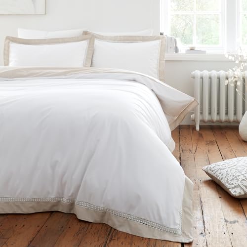 Bianca Oxford Lace Bettbezug-Set mit Kissenbezug, Fadenzahl 200, Baumwolle, Weiß, Natur Bianca Oxford Lace Bettbezug-Set mit Kissenbezug, Fadenzahl 200, Baumwolle, Weiß, Natur von Bianca