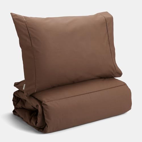 Bianca Plain Dyed Deep Taupe Bettwäsche-Set 260 x 240 + 50 x 110 (2) + weißer Kissenbezug 50 x 80 cm von Bianca