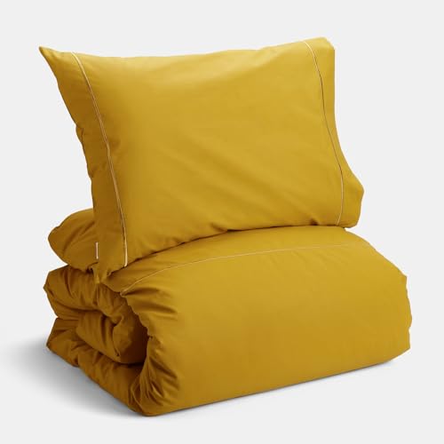 Bianca Plain Dyed Mustard Bettwäsche-Set, für 90 cm breite Betten, 100% Perkal-Baumwolle von Bianca