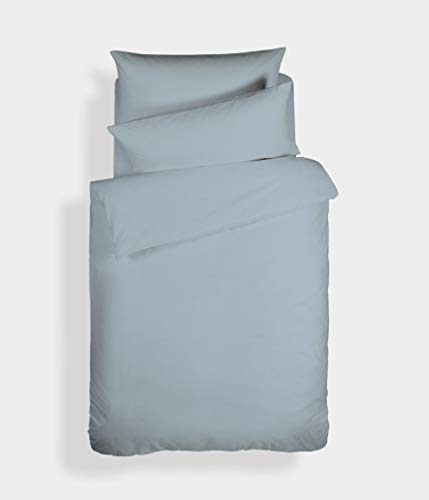 Bianca Plain Dyed Percale Bettbezug + Kissenbezug für Bett 90 cm, 100% Baumwolle, Blue, 160 x 220 + 50 x 110 cm, 2 von Bianca