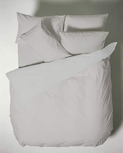 Bianca Plain Dyed Percale Bettwäsche für 150 cm breite Betten, 100% Baumwolle, silberfarben, 240x280+2(50x85), 3 von Bianca