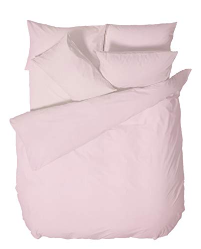 Bianca Plain Dyed Pink Bettwäsche-Set für 180 cm breite Betten, 100% Perkal-Baumwolle von Bianca