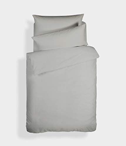 Bianca Plain Dyed Silver Bettwäsche-Set für 90 cm breite Betten, 100% Perkal-Baumwolle von Bianca