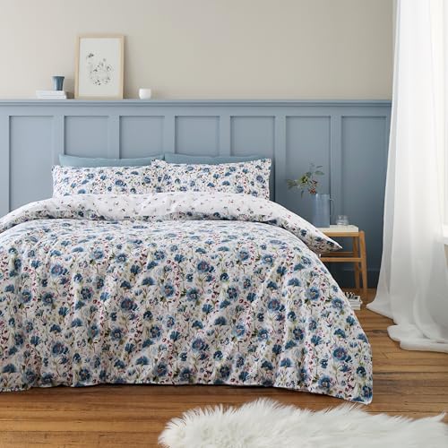 Bianca Wende-Bettwäsche-Set mit Kissenbezügen, gebürstete Baumwolle, Ophelia-Blumenmuster, Blau Bianca Wende-Bettwäsche-Set mit Kissenbezügen, gebürstete Baumwolle, Ophelia-Blumenmuster, Blau von Bianca