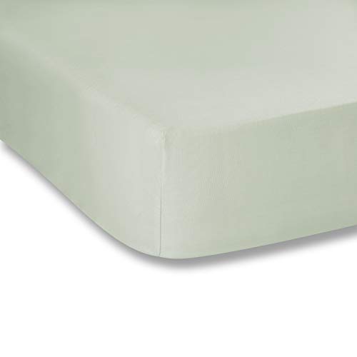 Plain Dyed Cotton Perkal Green 200TC Fitted Sheet 180 x 200 cm von Bianca