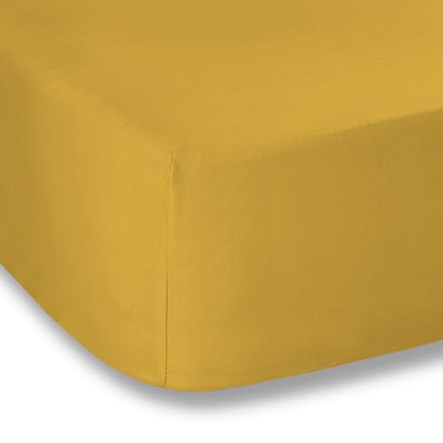 Plain Dyed Mustard Spannbettlaken, 200 x 200 cm von Bianca