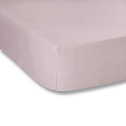 Plain Dyed Pink Spannbettlaken, 135 x 200 cm, 100% Perkal-Baumwolle von Bianca