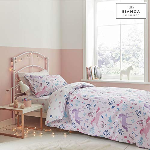 Bianca Fine Linens Spannbetttuch für Schlafzimmer, Einhorn und Sterne, 25 cm, Rosa von Bianca