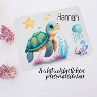 Frühstücksbrettchen Mit Namen Personalisiert // Vesperbrett Für Kinder/Schneidebrett Aus Kunststoff, Langlebig & Robust Schildkröte von BiancasHandgemachtes