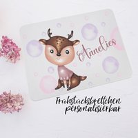 Frühstücksbrettchen Mit Namen Personalisiert // Vesperbrett Für Kinder Schneidebrett Aus Kunststoff, Langlebig & Robust Reh Bambi von BiancasHandgemachtes