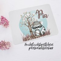 Frühstücksbrettchen Mit Namen Personalisiert // Vesperbrett Schneidebrettchen Aus Kunststoff, Langlebig & Robust Waschbär Waldtiere von BiancasHandgemachtes