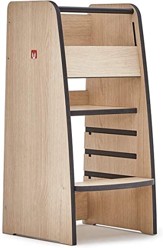 Bianconiglio Kids ® Trusty: Der 4-stufig verstellbare Montessori-Turm mit KIDSAFE Sicherheitssystem und EASYLOCK für kreatives und sicheres Lernen, handgefertigt in Italien (Eiche) von Bianconiglio Kids