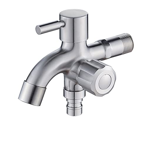 BiaoTeng Aussenwasserhahn frostsicher 1/2 zoll auslaufhahn 1/2 zoll edelstahl garten wasserhahn doppelanschluss wasserhahn waschmaschine 1/2 zoll,Gebürstetes B von BiaoTeng