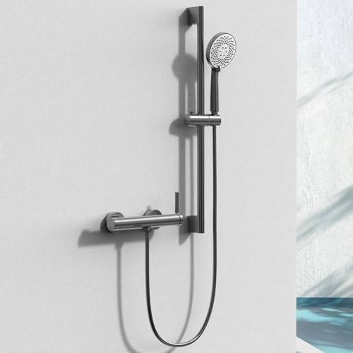 BiaoTeng Badewannen Armaturen mit Brause Wasserfall Badewannenarmatur mit Duschstange 3 Strahlarten Warm und Kalt Einhebelmischer Wannenarmatur mit Duschsystem Grau BiaoTeng Badewannen Armaturen mit Brause Wasserfall Badewannenarmatur mit Duschstange 3 Strahlarten Warm und Kalt Einhebelmischer Wannenarmatur mit Duschsystem Grau von BiaoTeng