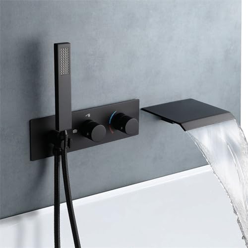 BiaoTeng Badewannenarmatur Unterputz mit Brause Wand Heiß und Kalt Wasserfall Wasserhahn mit 2 Funktionen Unterputz Wannenarmatur Set Schwarz BiaoTeng Badewannenarmatur Unterputz mit Brause Wand Heiß und Kalt Wasserfall Wasserhahn mit 2 Funktionen Unterputz Wannenarmatur Set Schwarz von BiaoTeng