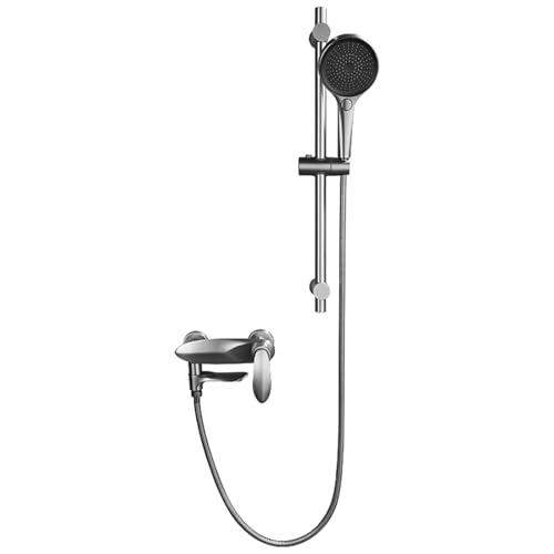 BiaoTeng Badewannenarmatur mit Halterung Rund 3 Strahlarten Warm und Kalt Messing Duscharmatur mit Brausestange Grau BiaoTeng Badewannenarmatur mit Halterung Rund 3 Strahlarten Warm und Kalt Messing Duscharmatur mit Brausestange Grau von BiaoTeng