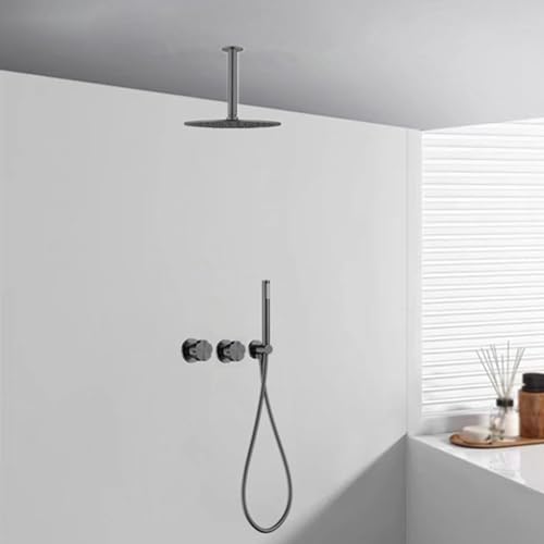 BiaoTeng Decken Unterputz Regendusche Dusche Komplettset Warm und Kalt Messing Duschgarnitur Unterputz Grau BiaoTeng Decken Unterputz Regendusche Dusche Komplettset Warm und Kalt Messing Duschgarnitur Unterputz Grau von BiaoTeng