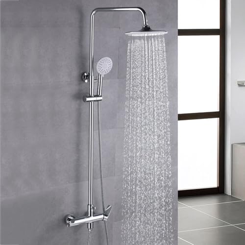 BiaoTeng Dusch Set mit Armatur Chrom Duschgarnitur mit Regendusche Runde Einhebelmischer Warm und Kalt Duschamaturenset Regendusche Messing von BiaoTeng