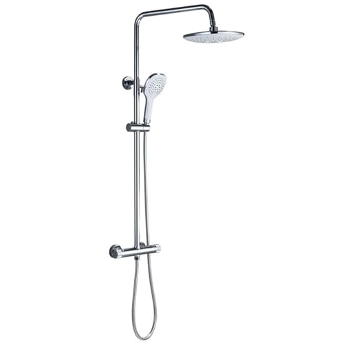 BiaoTeng Dusch Set mit Armatur Chrom Duschgarnitur mit Regendusche Runde Warm und Kalt Duschkopf Regendusche und Handbrause Set Wandmontage BiaoTeng Dusch Set mit Armatur Chrom Duschgarnitur mit Regendusche Runde Warm und Kalt Duschkopf Regendusche und Handbrause Set Wandmontage von BiaoTeng
