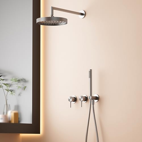BiaoTeng Duschamaturenset Regendusche Unterputz Warm und Kalt Messing Unterputz Duscharmatur Set Grau BiaoTeng Duschamaturenset Regendusche Unterputz Warm und Kalt Messing Unterputz Duscharmatur Set Grau von BiaoTeng