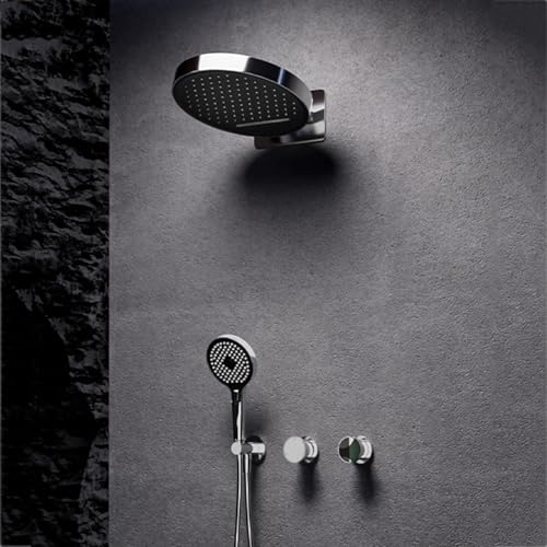 BiaoTeng Duschamaturenset Regendusche Unterputz Warm und Kalt Wasserfall Duschgarnitur Messing Duschset Unterputz Silber von BiaoTeng