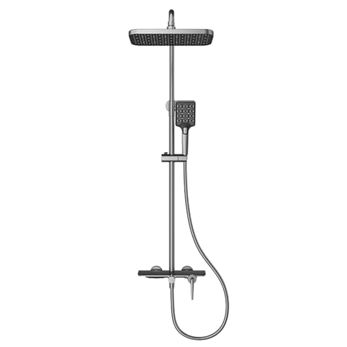 BiaoTeng Duscharmatur Komplettset Wasserfall Regendusche Wandmontage Set 3 Strahlarten Warm und Kalt Duschset HöHenverstellbar Messing Grau BiaoTeng Duscharmatur Komplettset Wasserfall Regendusche Wandmontage Set 3 Strahlarten Warm und Kalt Duschset HöHenverstellbar Messing Grau von BiaoTeng