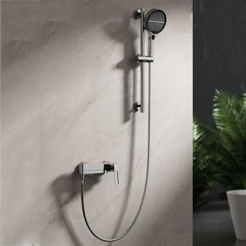 BiaoTeng Duschbrause mit Schlauch und Halterung für Badewanne Rund 4 Strahlarten Warm und Kalt Messing Duschsystem mit Einhebelmischer Grau BiaoTeng Duschbrause mit Schlauch und Halterung für Badewanne Rund 4 Strahlarten Warm und Kalt Messing Duschsystem mit Einhebelmischer Grau von BiaoTeng