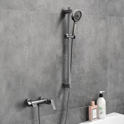 BiaoTeng Duschgarnitur Set mit Handbrause und Mischbatterie Rund 3 Strahlarten Warm und Kalt Einhebelmischer Duschset Höhenverstellbar Grau BiaoTeng Duschgarnitur Set mit Handbrause und Mischbatterie Rund 3 Strahlarten Warm und Kalt Einhebelmischer Duschset Höhenverstellbar Grau von BiaoTeng