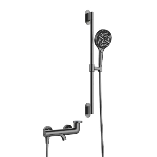 BiaoTeng Duschkopf mit Schlauch und Halterung für Badewanne Rund Einhebelmischer Warm und Kalt Messing Verstellbare Duschstange mit Brause Grau BiaoTeng Duschkopf mit Schlauch und Halterung für Badewanne Rund Einhebelmischer Warm und Kalt Messing Verstellbare Duschstange mit Brause Grau von BiaoTeng