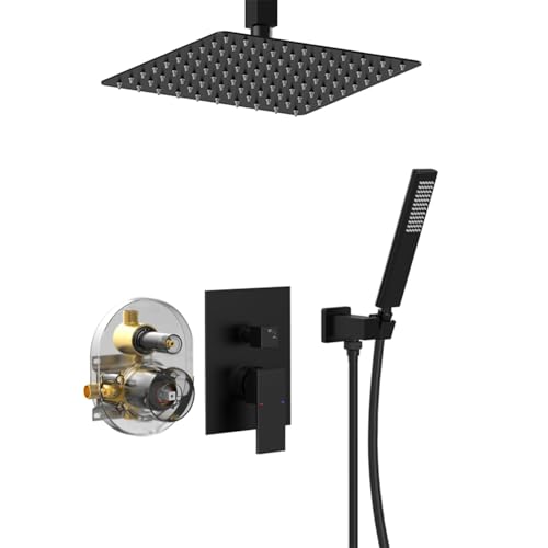 BiaoTeng Duschset Unterputz Decke Kopfbrause Regendusche Set Einhebelmischer Warm und Kalt Messing Duscharmatur Komplettset Schwarz BiaoTeng Duschset Unterputz Decke Kopfbrause Regendusche Set Einhebelmischer Warm und Kalt Messing Duscharmatur Komplettset Schwarz von BiaoTeng