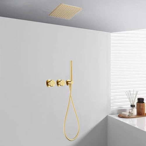 BiaoTeng Duschset Unterputz Decke Kopfbrause Regendusche Set Warm und Kalt Messing Duschgarnitur Unterputz Gold Gebürstet BiaoTeng Duschset Unterputz Decke Kopfbrause Regendusche Set Warm und Kalt Messing Duschgarnitur Unterputz Gold Gebürstet von BiaoTeng